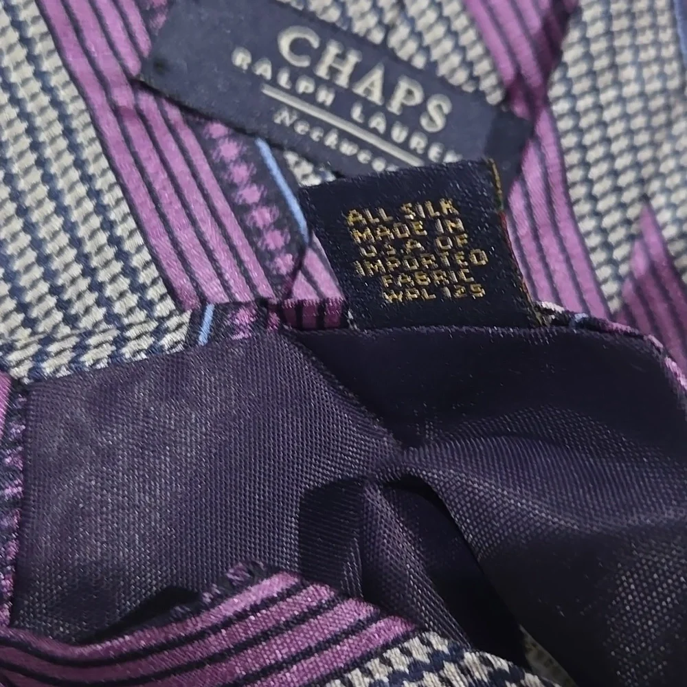 Ralph Lauren 100% silk tie purple,  black, blue, cream